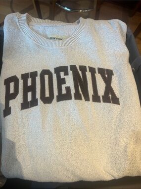 Phoenix Cream/oatmeal  Knit sweater with brown Lettering
